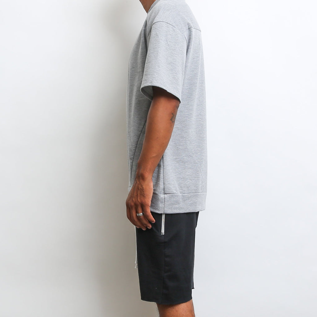 REVERSE FRENCH TERRY TEE- GREY-2