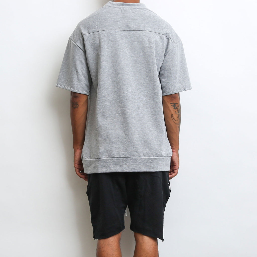 REVERSE FRENCH TERRY TEE- GREY-3