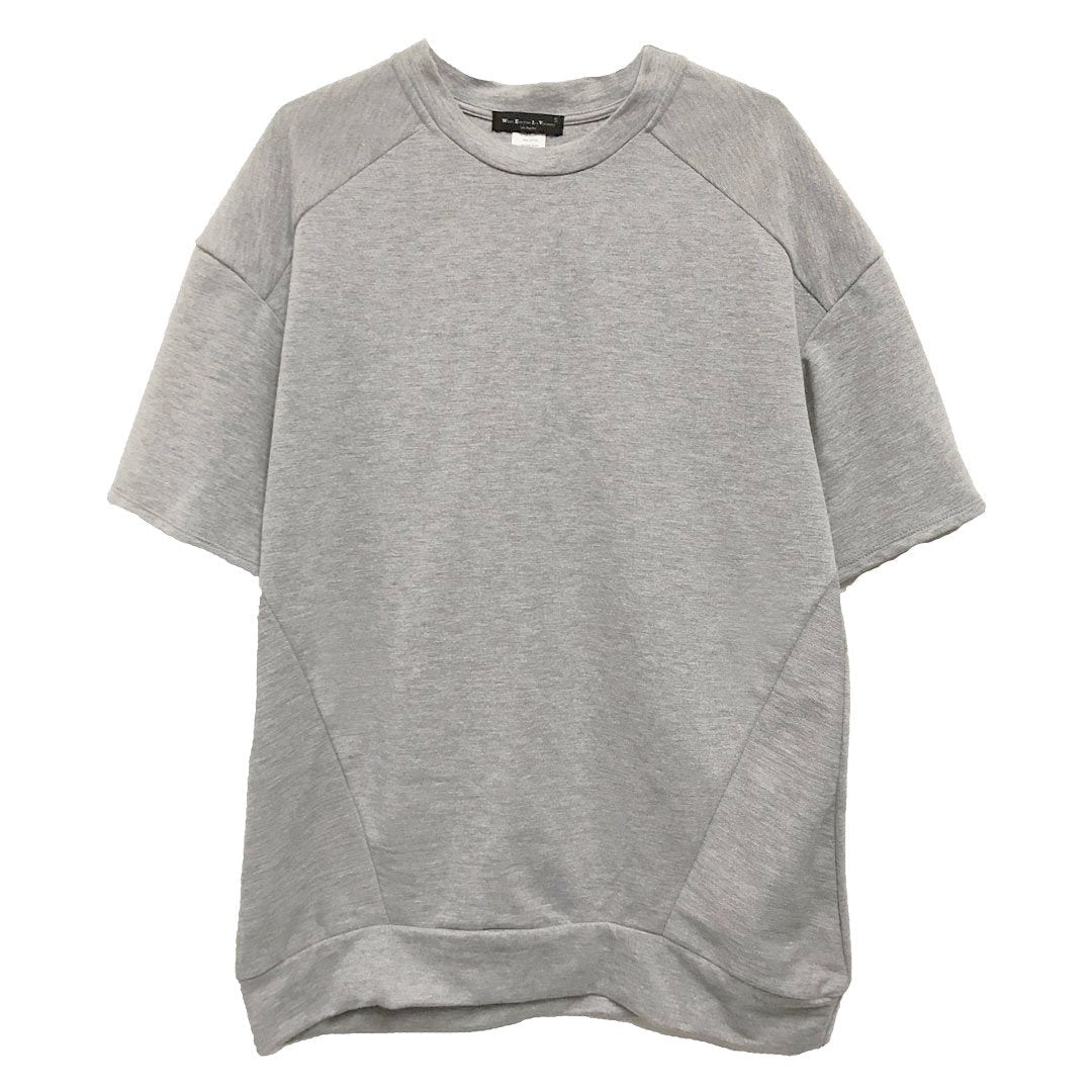 REVERSE FRENCH TERRY TEE- GREY-0